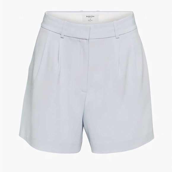 Aritzia Babaton Pleated 5” Shorts High Waisted Cement Blue Size 00 NEW - Picture 6 of 8